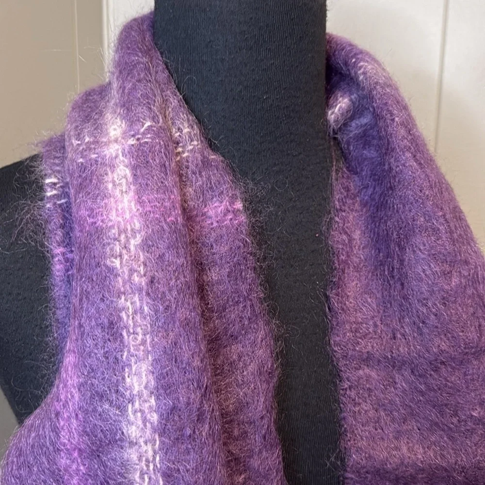 Cusbendale Natural Textiles of Ireland Wool Scarf Fringe Plaid Outdoor Winter